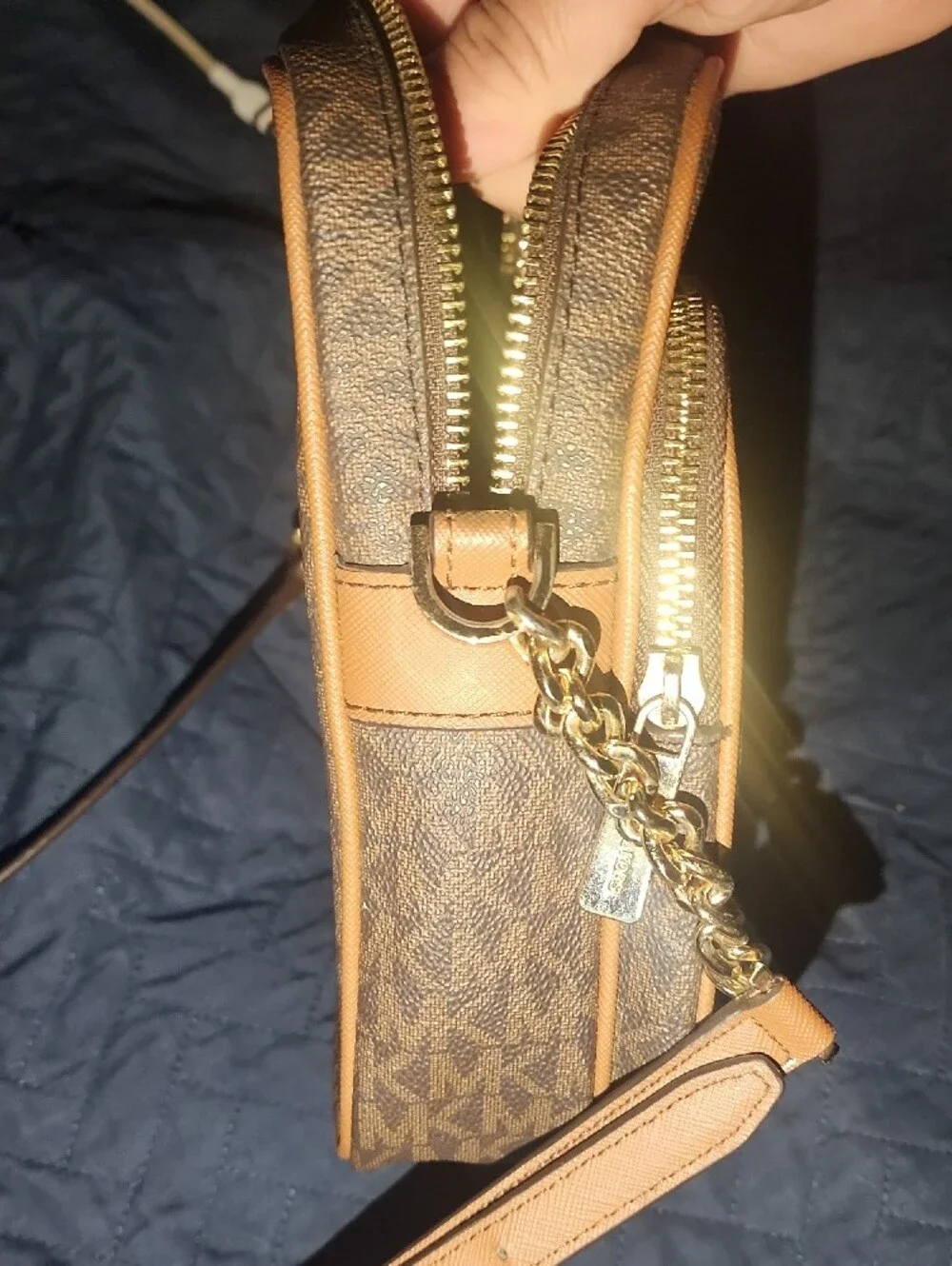 Michael Kors Brown Logo-Print Messenger Crossbody